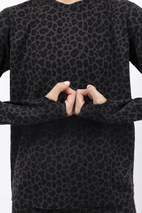Loose Fit Merino Wool Top - Black Leopard