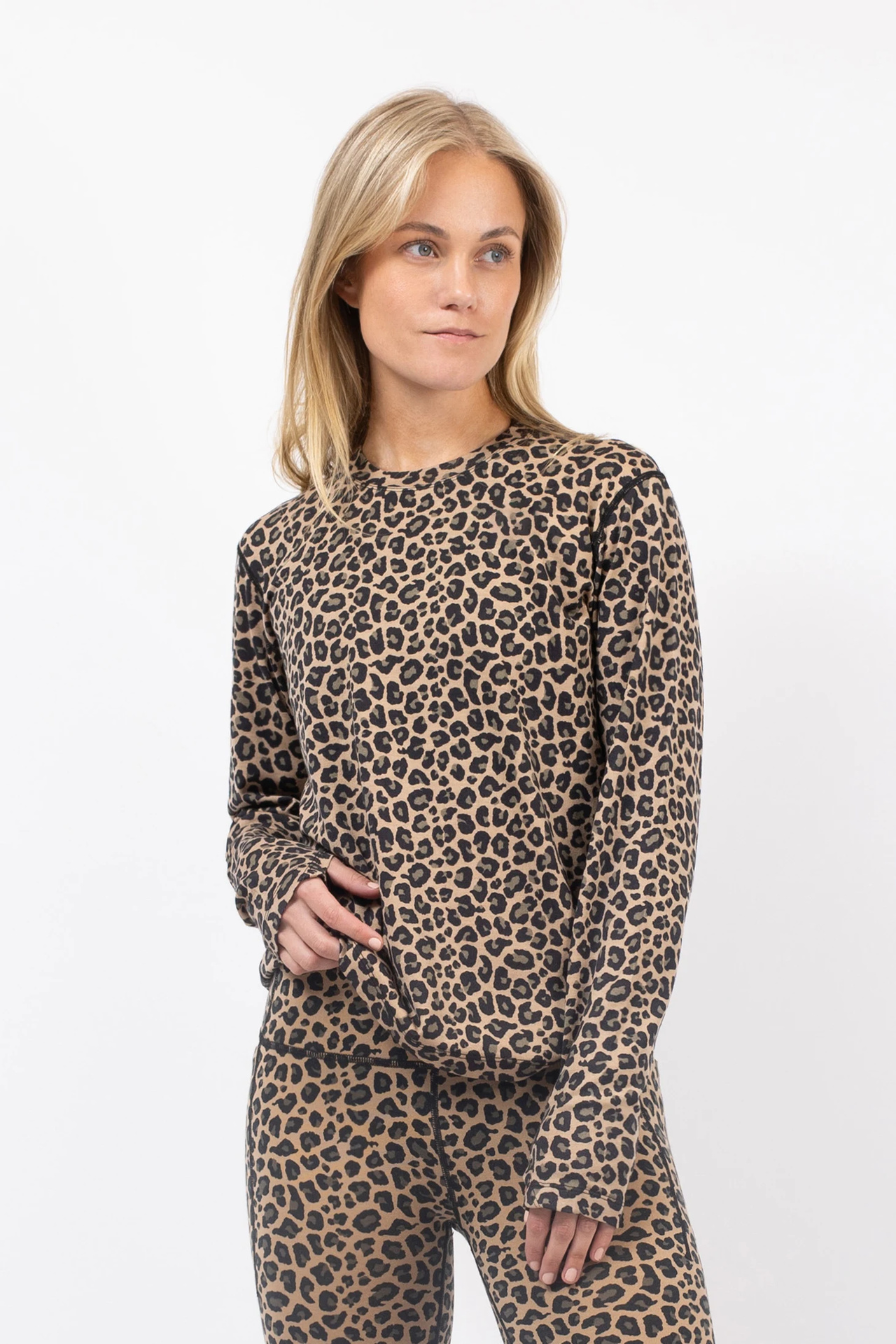 Loose Fit Merino Wool Top - Leopard