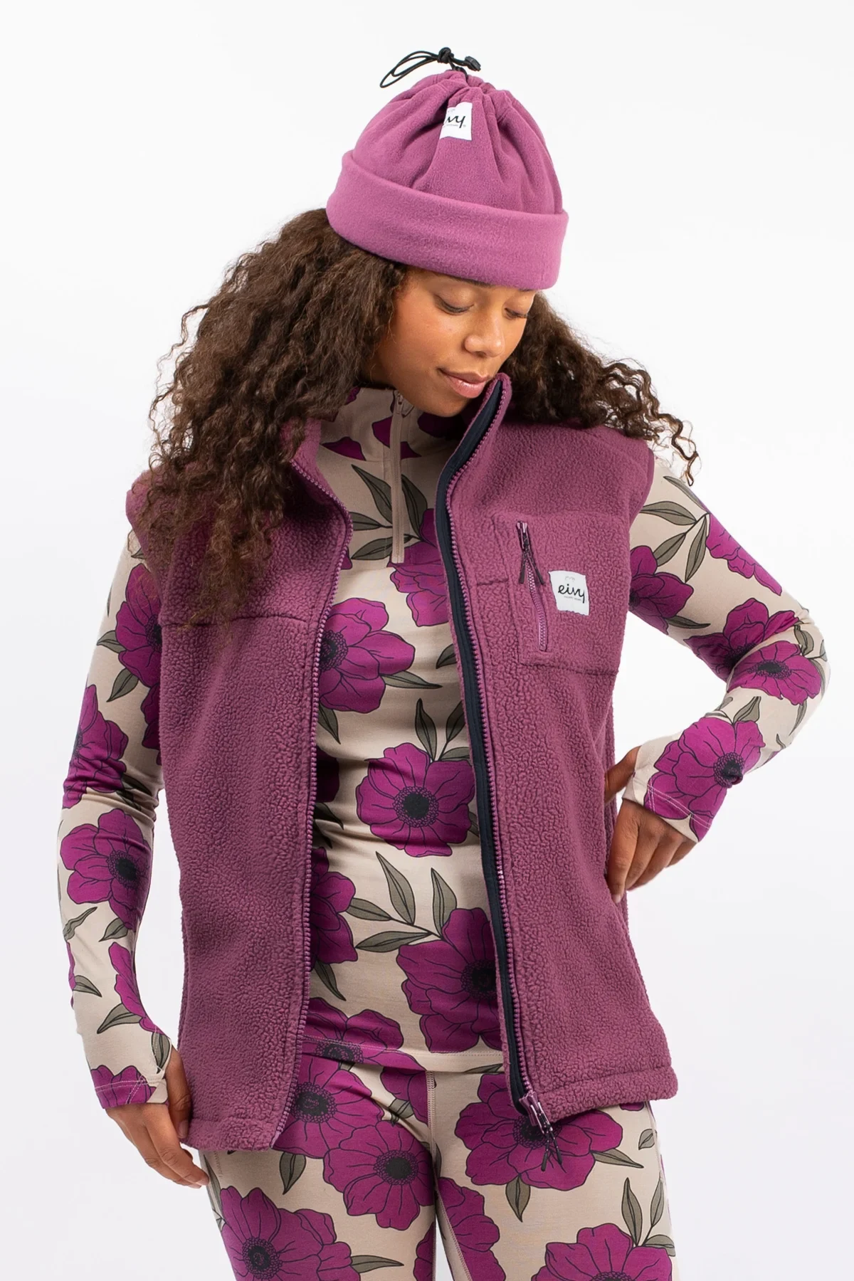 Lumberjackie Sherpa Vest - Pinkgundy