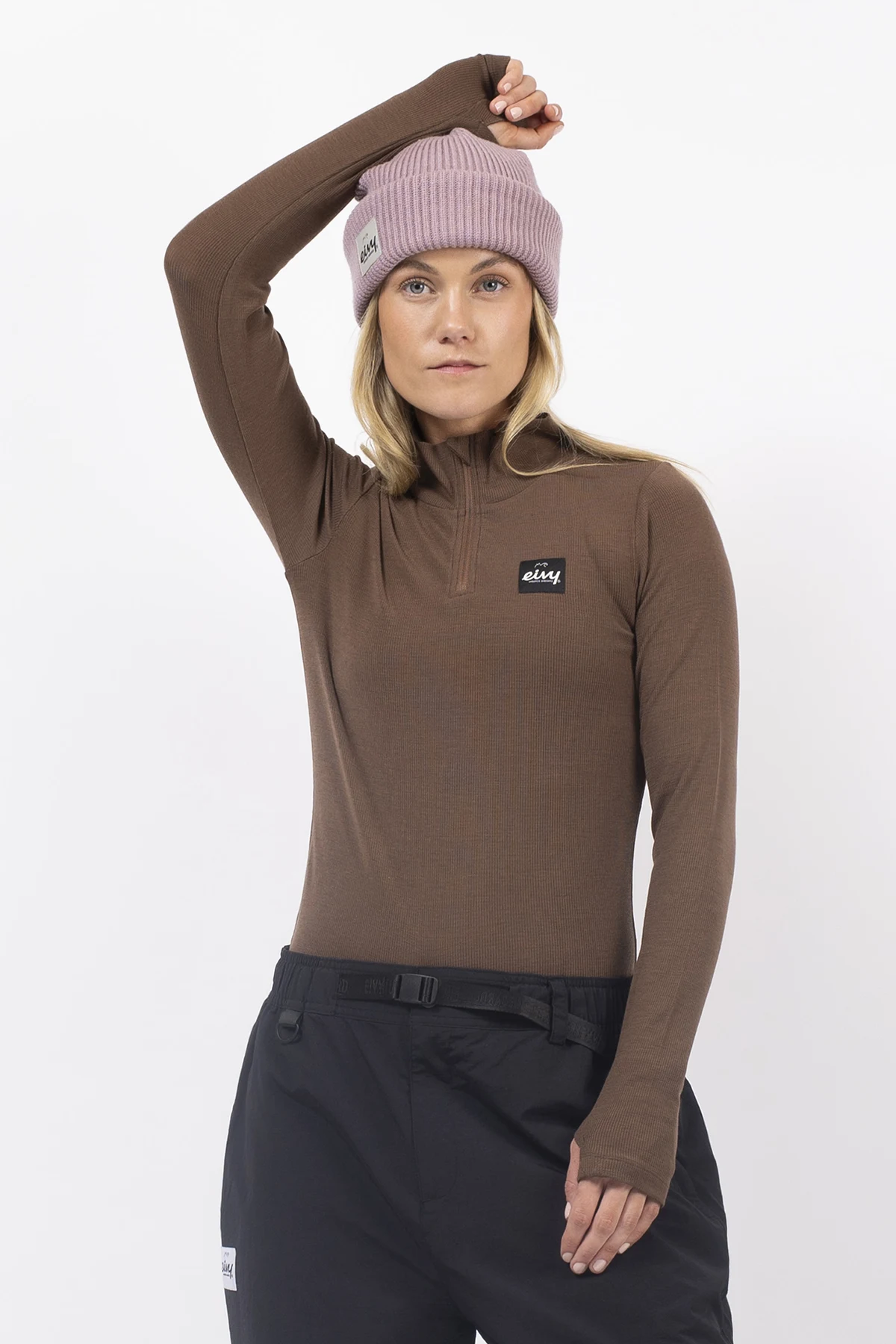 Journey Merino Wool Rib Top - Brown | S