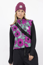 Boxy Sherpa Vest - Turquoise Flower