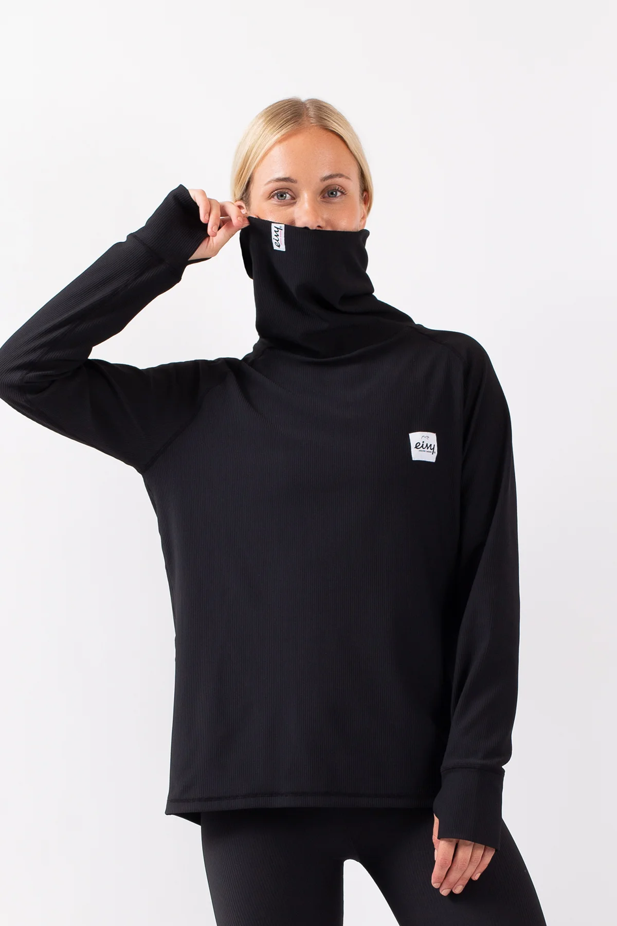 Loose Fit Gaiter Rib Top - Black