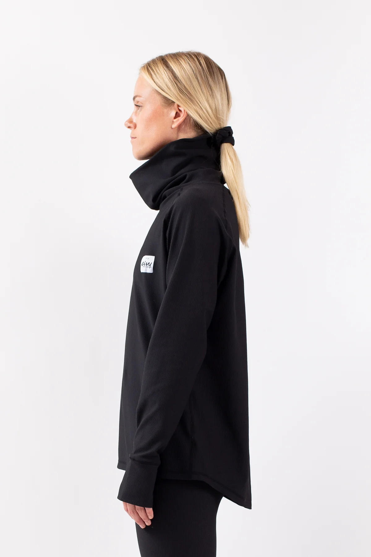 Loose Fit Gaiter Rib Top - Black