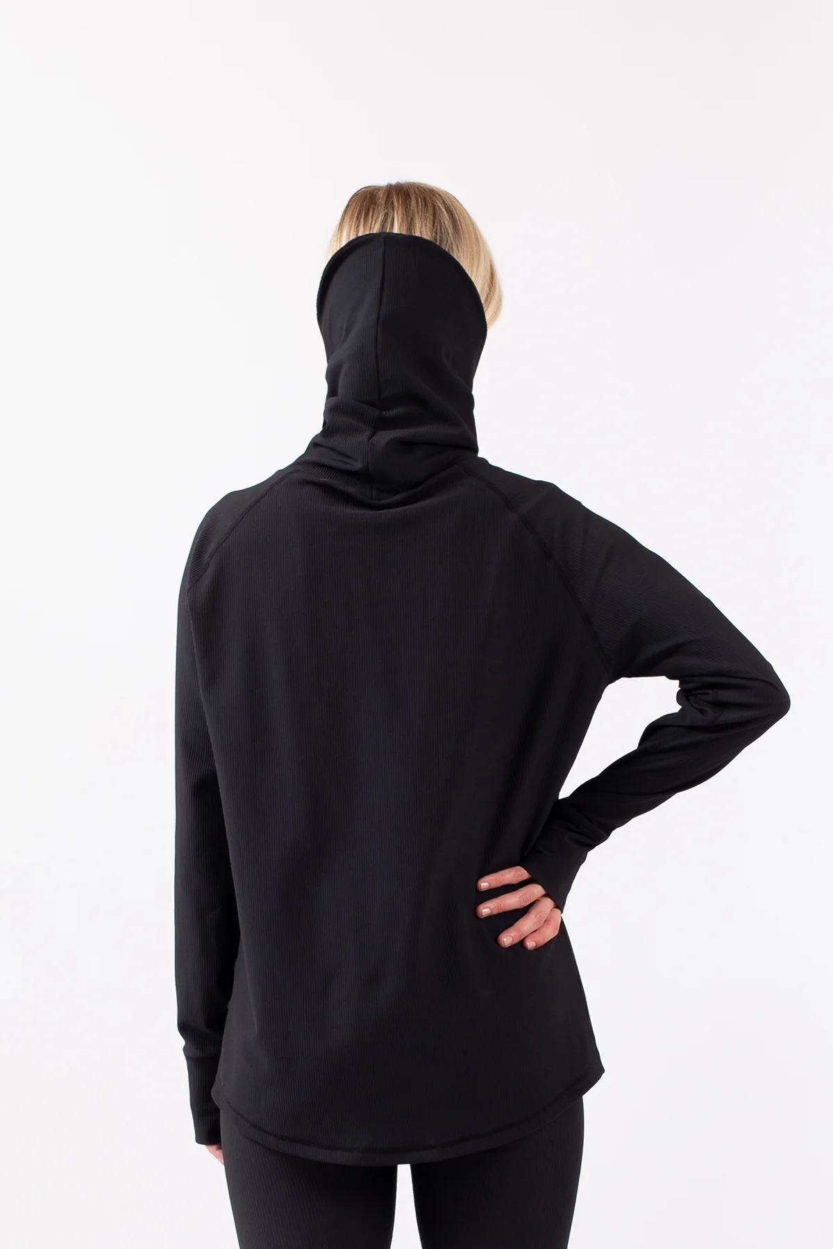 Loose Fit Gaiter Rib Top - Black
