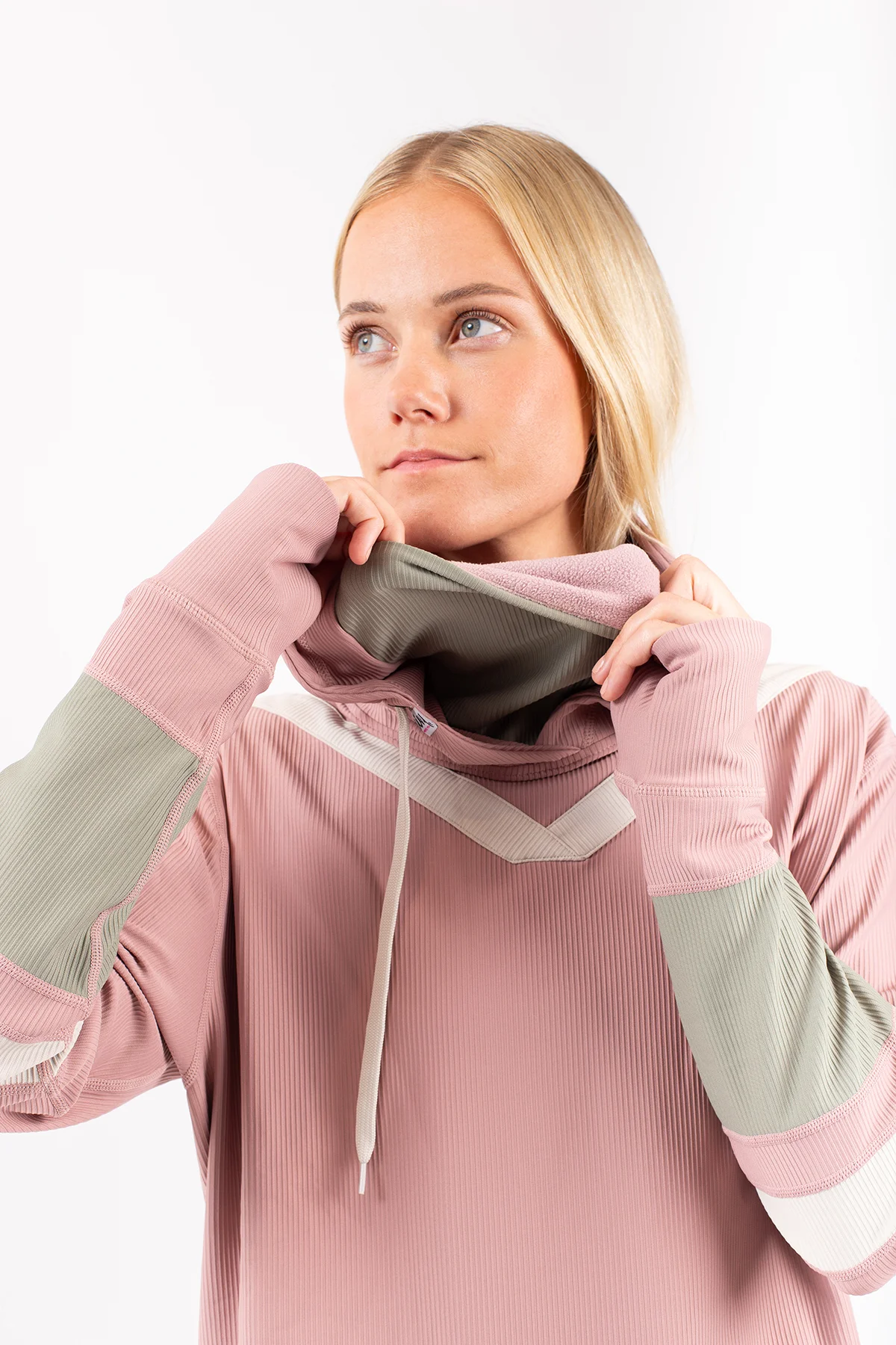 Loose Fit Hoodie Rib Top - Faded Blocks | XL