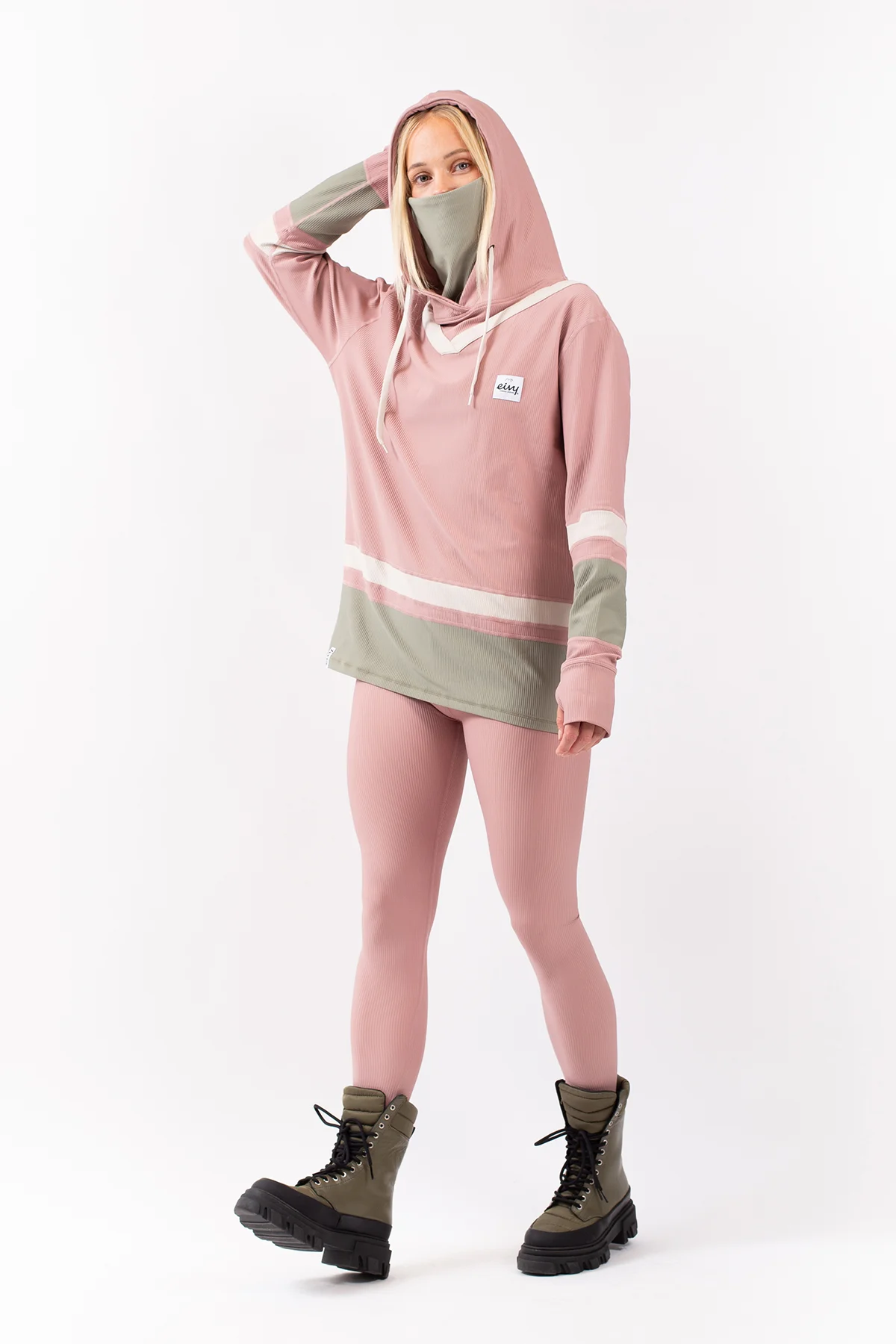 Loose Fit Hoodie Rib Top - Faded Blocks