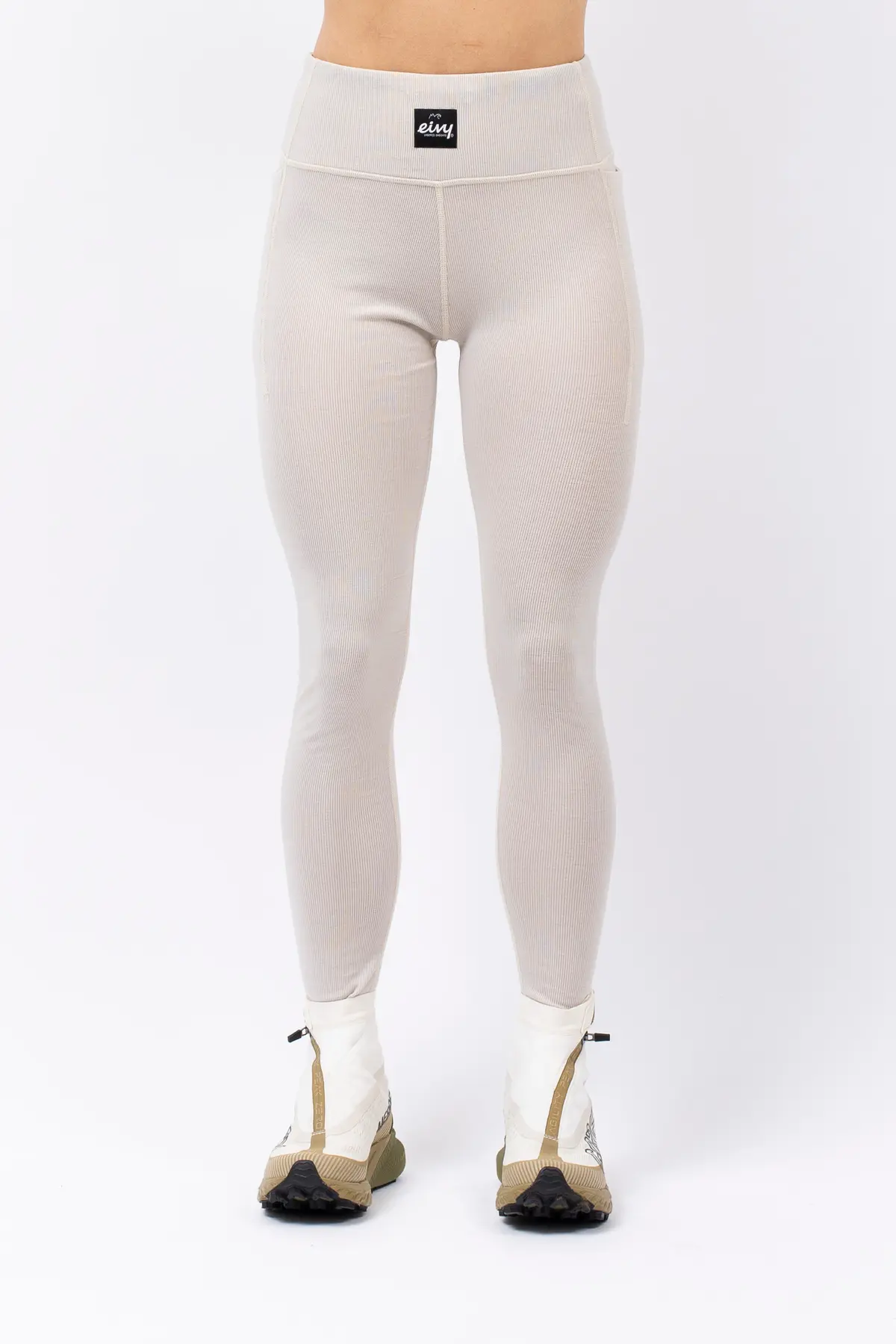 Pocket Merino Wool Rib Tights - Faded Cloud