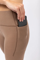 Pocket Merino Wool Rib Tights - Faded Coffee