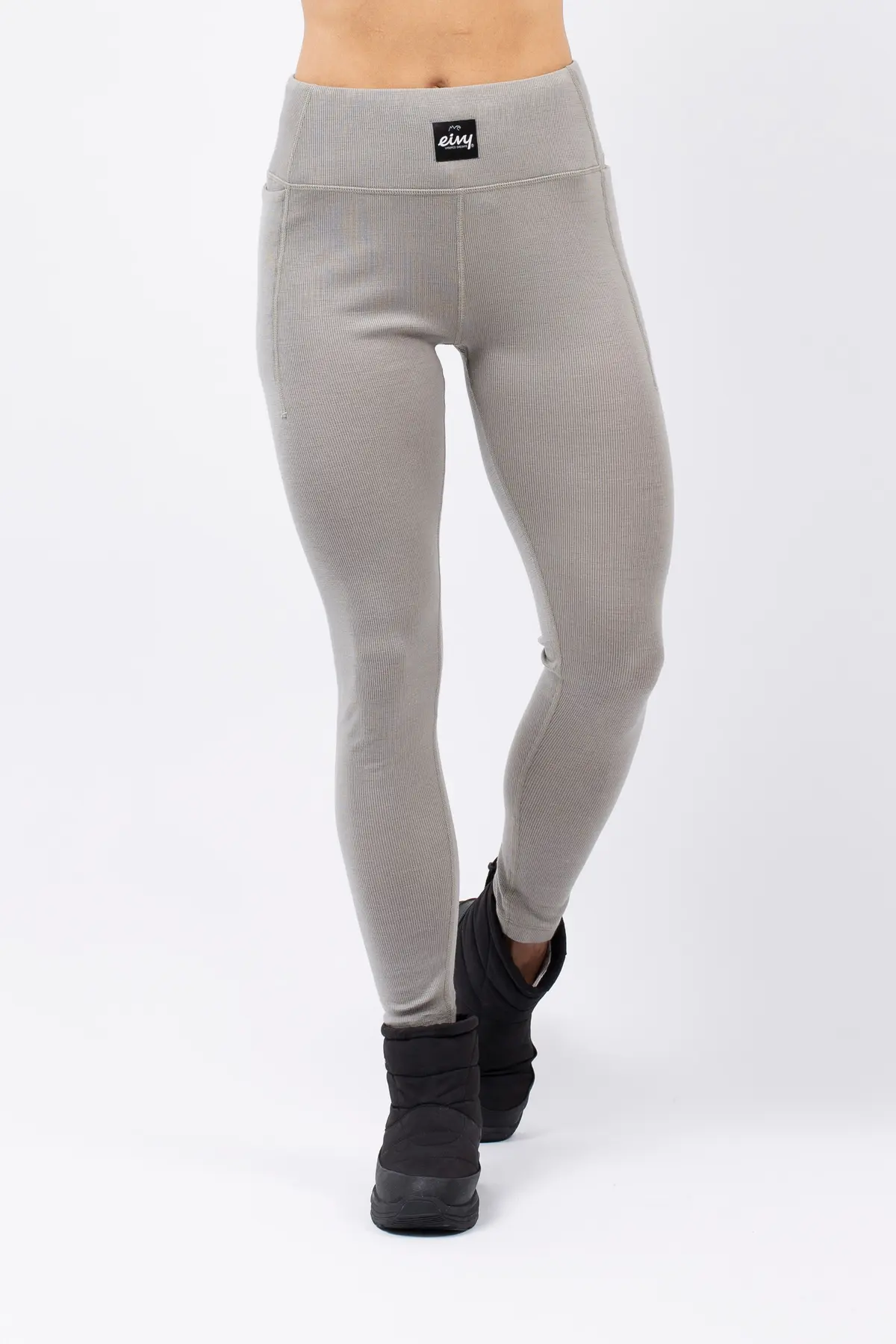 Pocket Merino Wool Rib Tights - Faded Oak