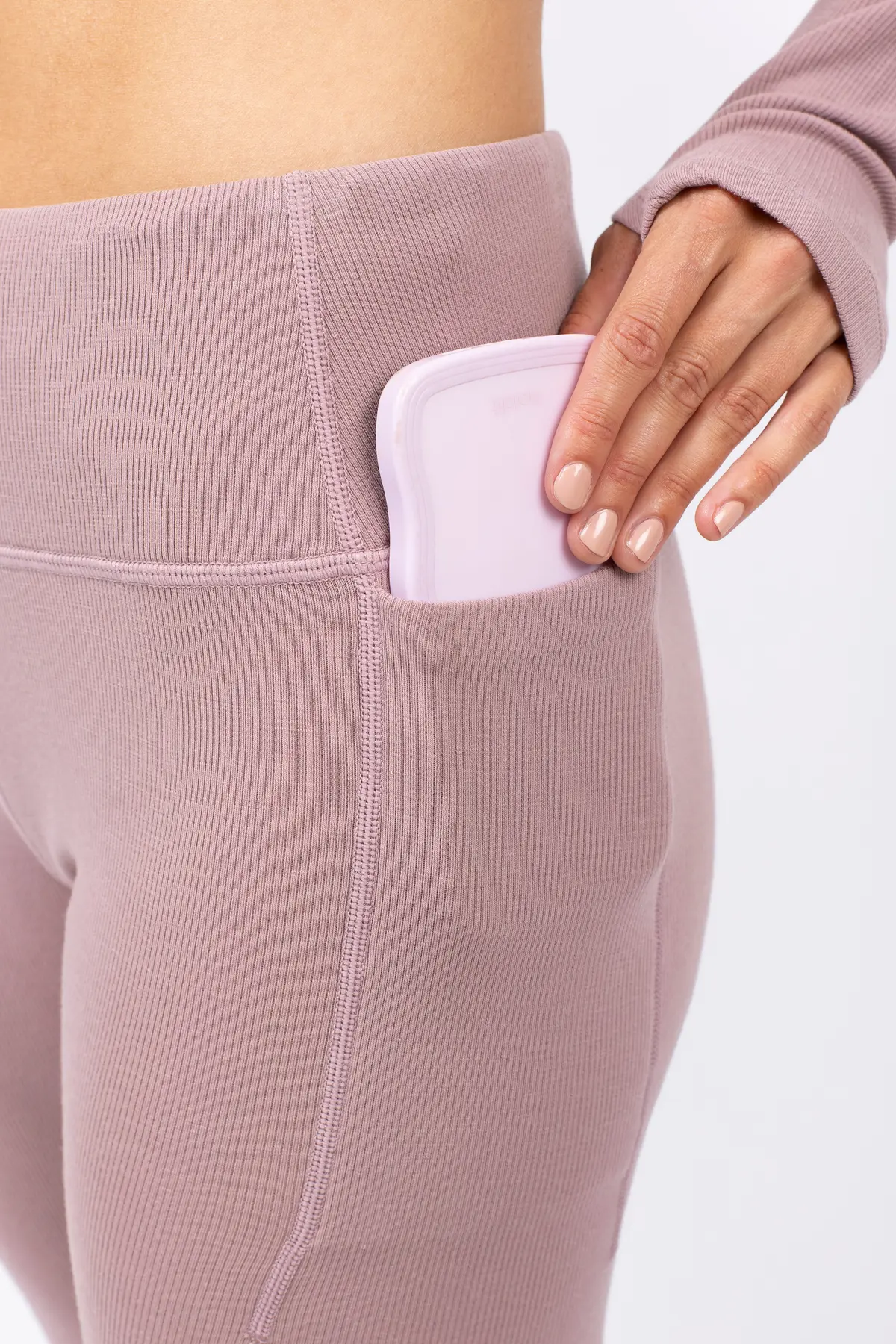 Pocket Merino Wool Rib Tights - Faded Woodrose