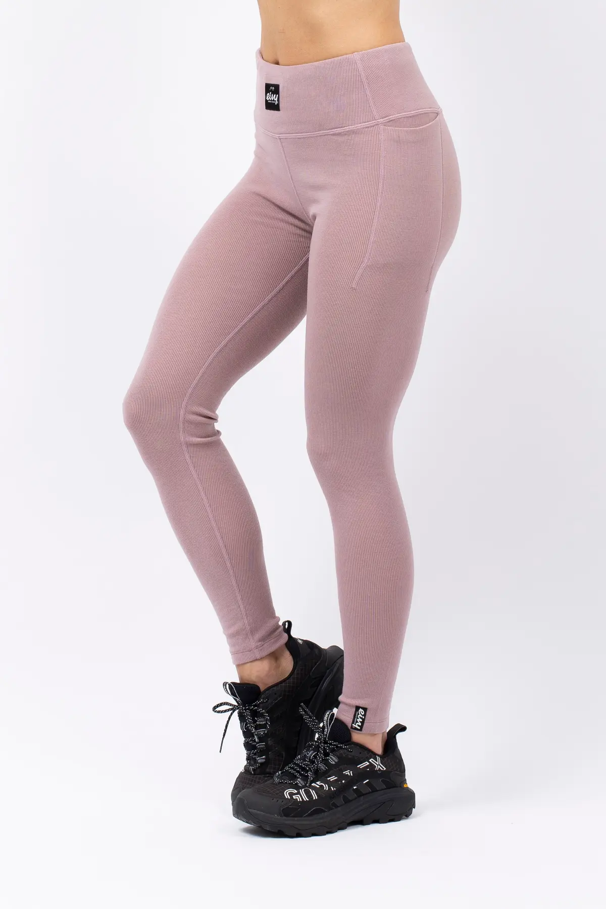 Pocket Merino Wool Rib Tights - Faded Woodrose
