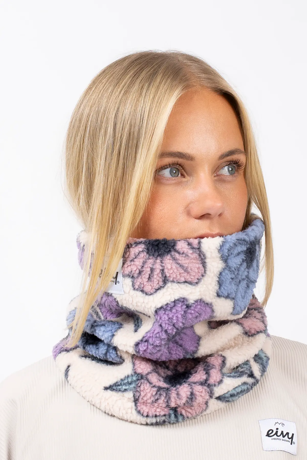 Adjustable Sherpa Neckwarmer - Big Flower