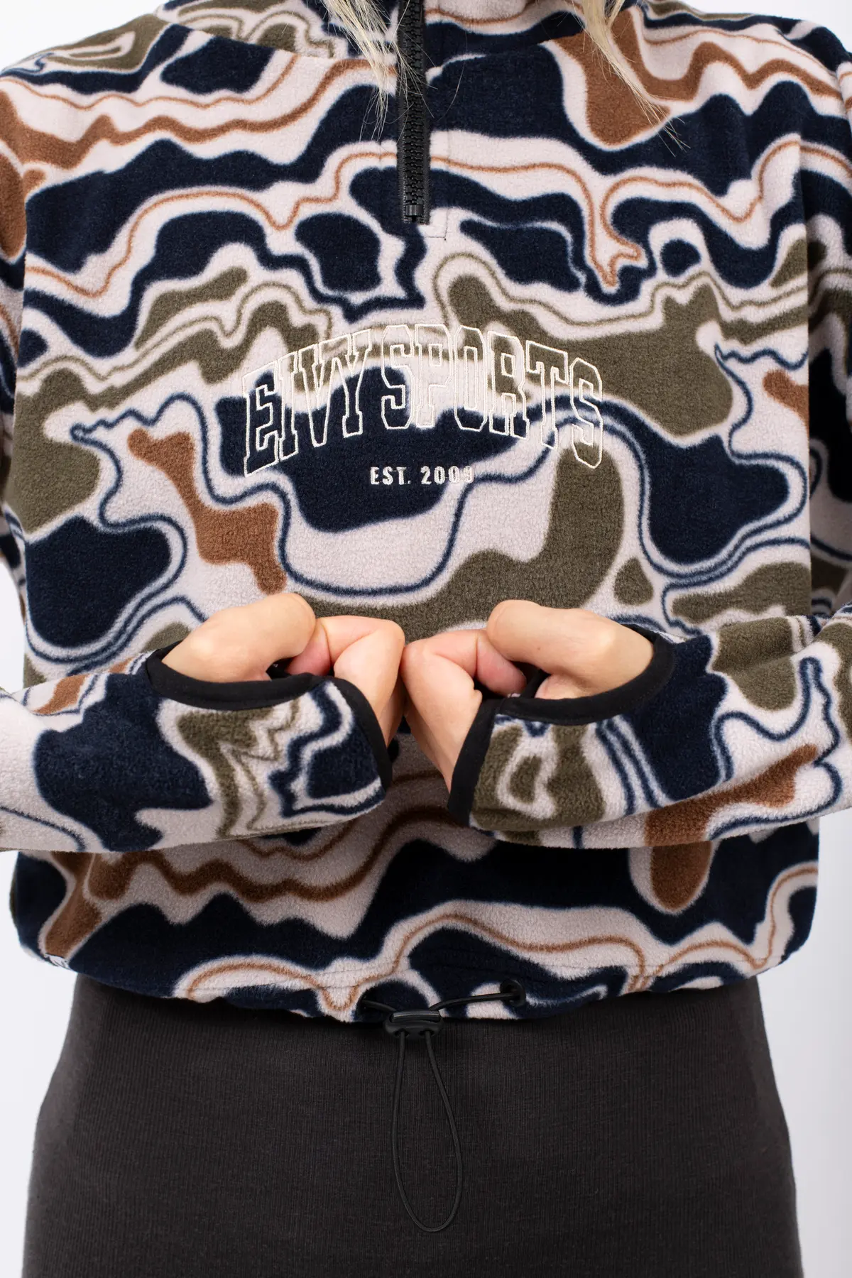 Peg Zip Cropped Fleece - Curve Camo
