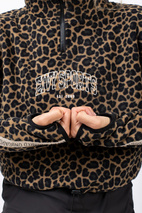 Peg Zip Cropped Fleece - Leopard